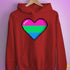Polysexual Pride 8-Bit Pixel Heart Hoodie - Red